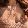 Collier acier doré 2 rangs pierres oeil de tigre 48 cm - vue Vporté 2