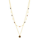 Collier acier doré 2 rangs pierres oeil de tigre 48 cm - vue 2