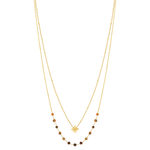 Collier acier doré 2 rangs étoile et pierres oeil de tigre 45 cm - vue 2
