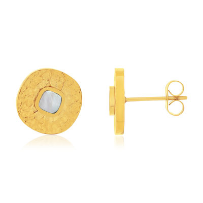 Boucles d'oreilles acier doré nacres
