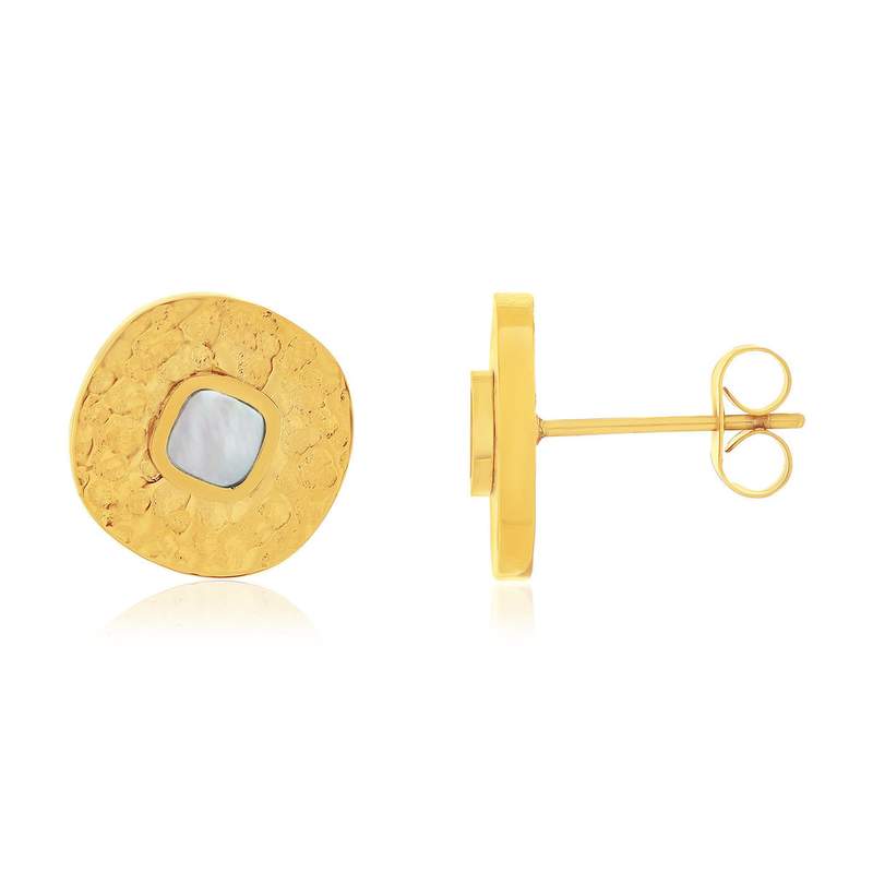 Boucles d'oreilles acier doré nacres - vue 1