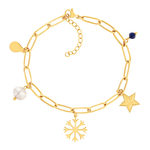 Vergulde stalen armband met 5 hangertjes, 21 cm - afbeelding 1