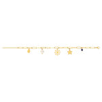 Verguld stalen armband met 5 hangers 21 cm - bekijk 2