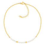 Chaine de cheville acier doré 15 perles d'eau douce 26 cm - vue 1