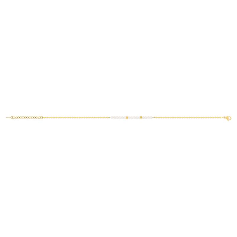 Chaine de cheville acier doré 15 perles d'eau douce 26 cm - vue 2