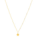 Collier acier doré 4 perles d'eau douce et 1 pampille fleur 45 cm - vue 2