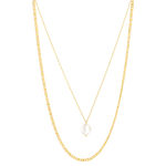 Collier acier doré 2 rangs perle d'eau douce 45 cm - vue 2