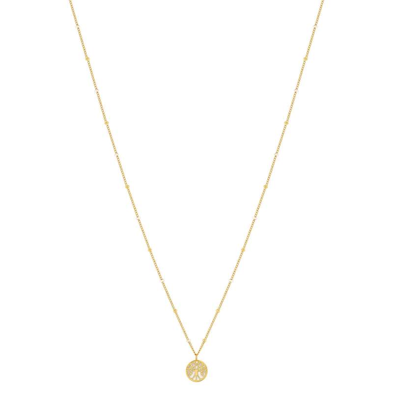 Collier acier doré arbre de vie laque blanche 46 cm - vue 2