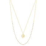 Collier acier doré 2 rangs pampille laque blanche 45 cm - vue 2