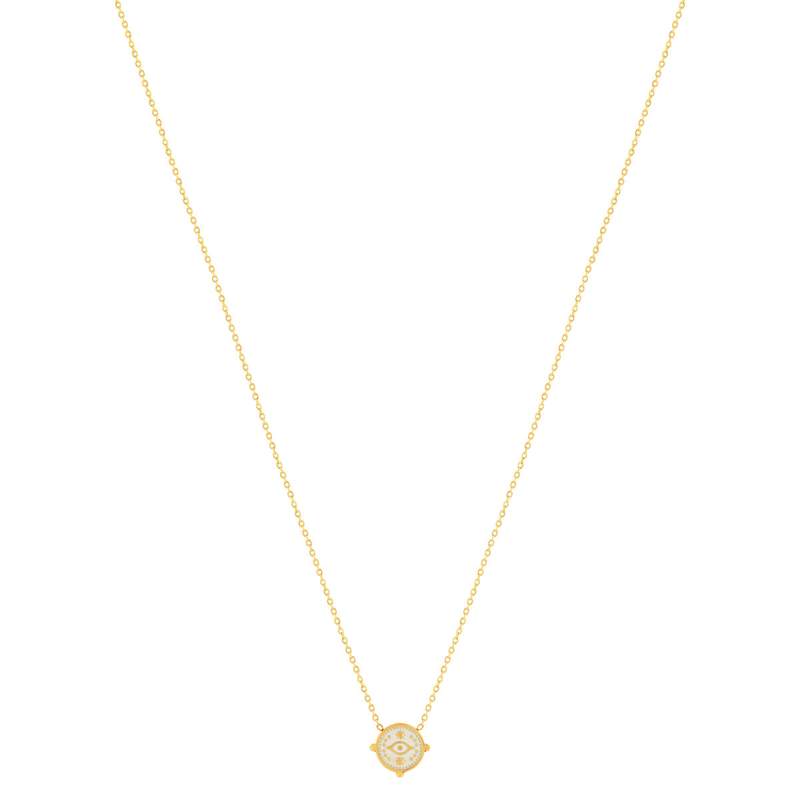 Collier acier doré laque blanche 47 cm - vue 2