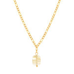 Collier acier doré quartz jaune 46 cm - vue 1