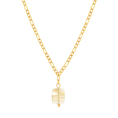 Necklace gold-plated steel yellow quartz 46 cm