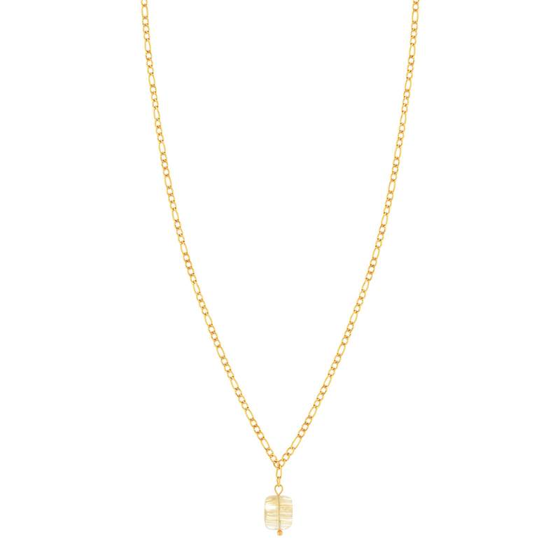 Collier acier doré quartz jaune 46 cm - vue 2