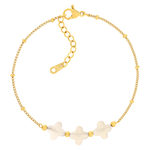 Bracelet acier doré 3 pierres de cristal 18 cm - vue 1