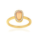 Bague acier doré quartz jaune et zirconias - vue 1