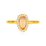 Bague acier doré quartz jaune et zirconias - vue 3