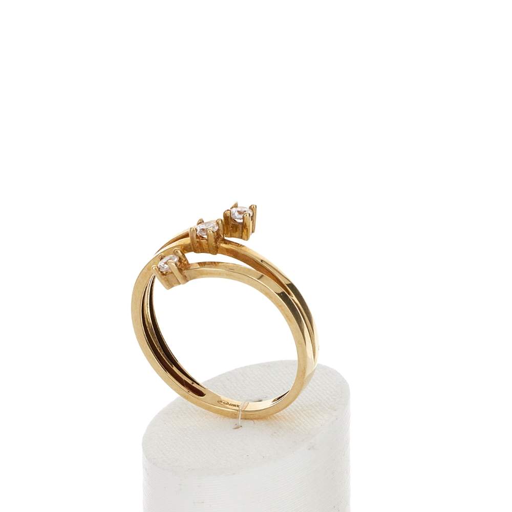 Bague or 375 jaune 3 zirconias - vue 3