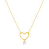 Collier or 375 jaune coeur zirconia 45 cm - vue V1