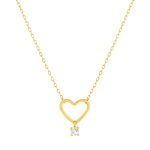 Collier or 375 jaune coeur zirconia 45 cm - vue 1