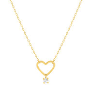 Collier or 375 jaune coeur zirconia 45 cm