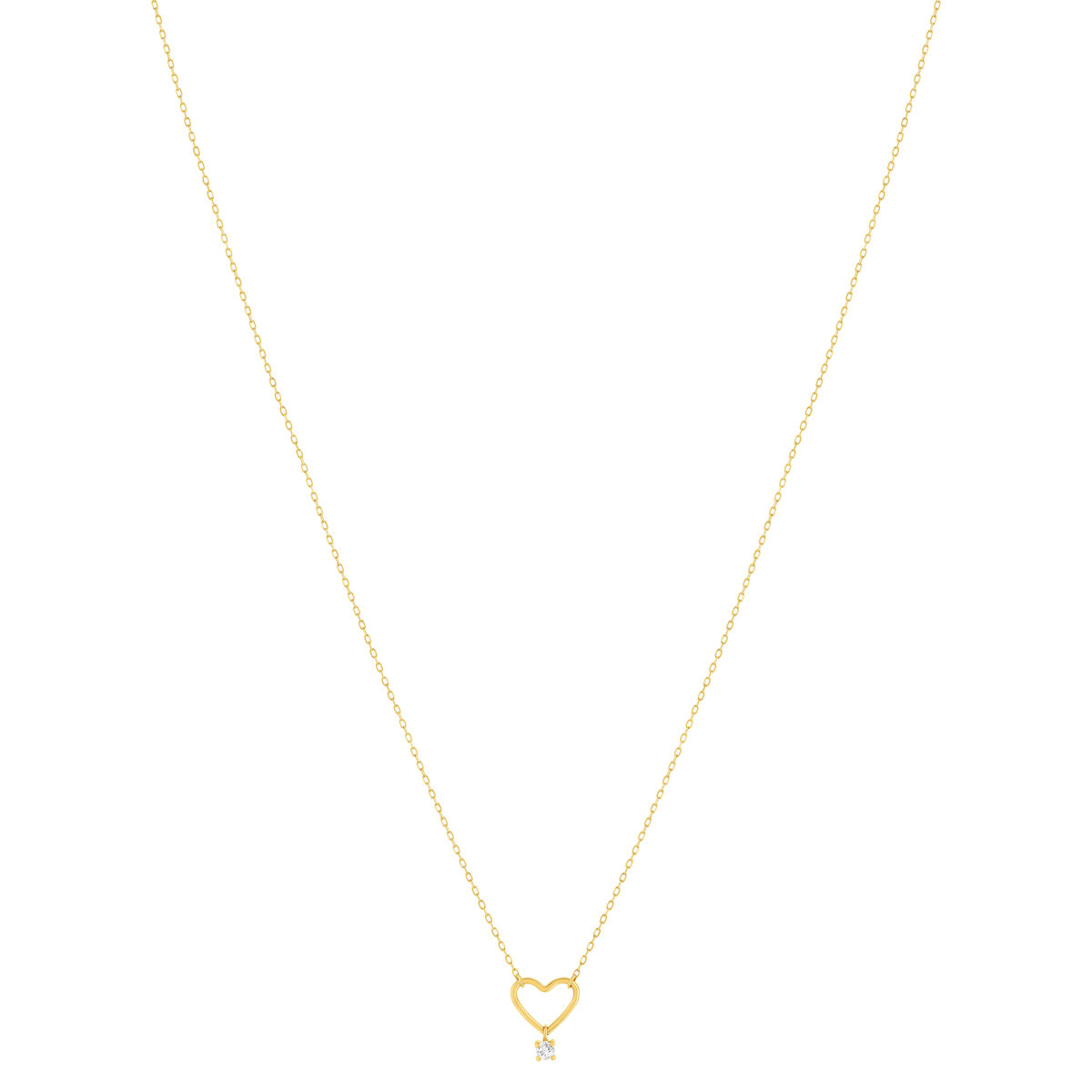 Collier or 375 jaune coeur zirconia 45 cm - vue 2