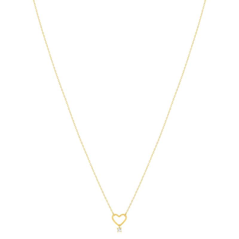 Collier or 375 jaune coeur zirconia 45 cm - vue 2