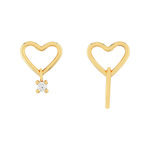 Boucles d'oreilles or 375 jaune coeurs zirconia - vue 1