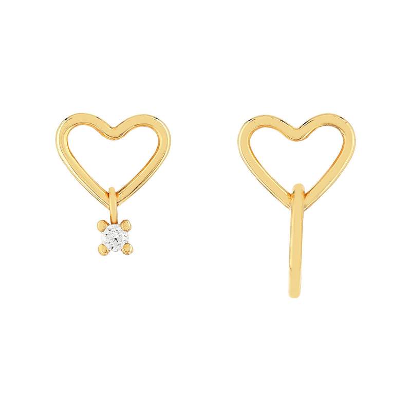 Boucles d'oreilles or 375 jaune coeurs zirconia - vue 1