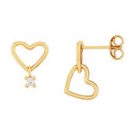 Boucles d'oreilles or 375 jaune coeurs zirconia - vue D1