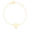 Bracelet or 375 jaune coeur zirconia 18 cm - vue V1