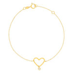 Bracelet or 375 jaune coeur zirconia 18 cm - vue 1