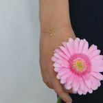 Bracelet or 375 jaune coeur zirconia 18 cm - vue porté 1