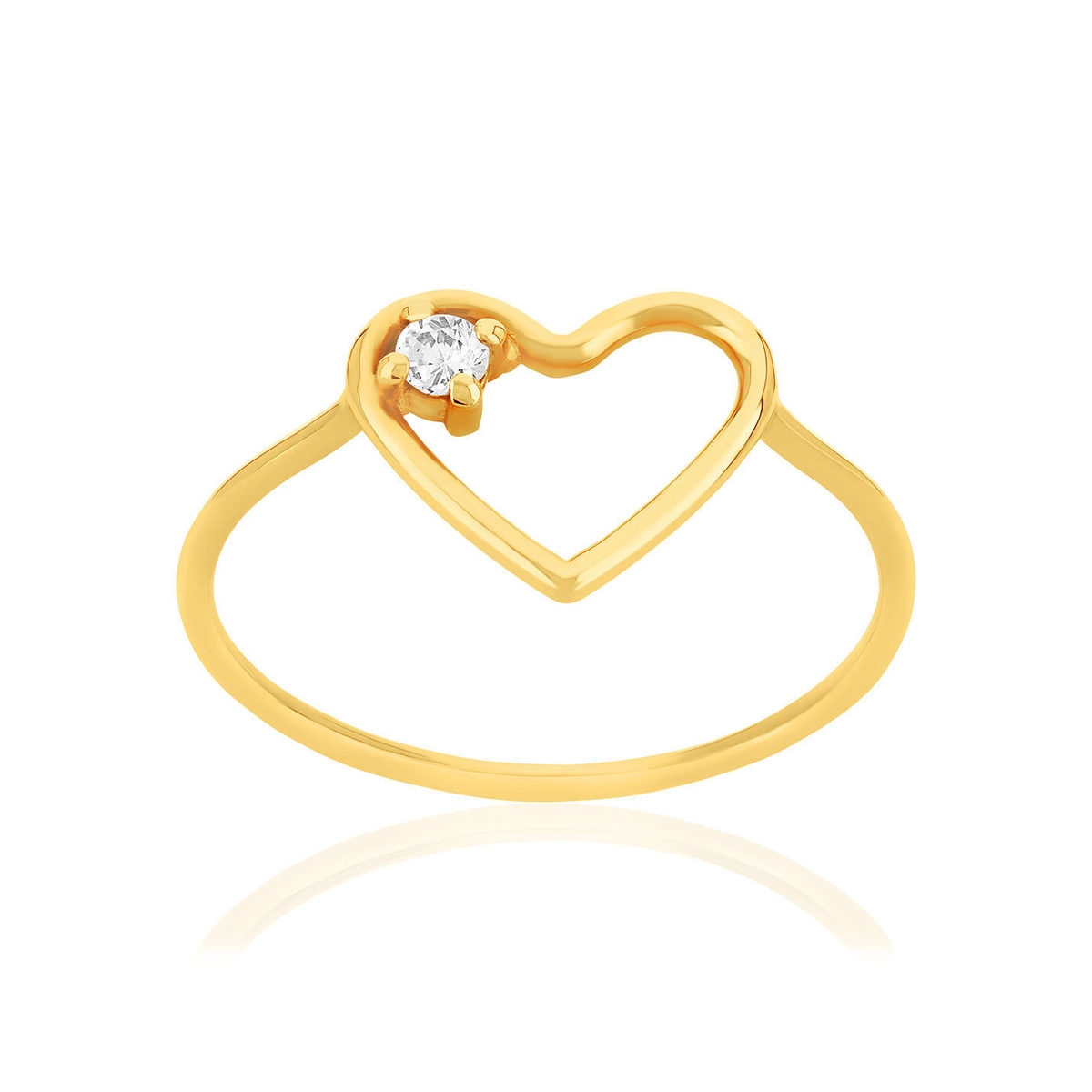 Bague or 375 jaune coeur zirconia