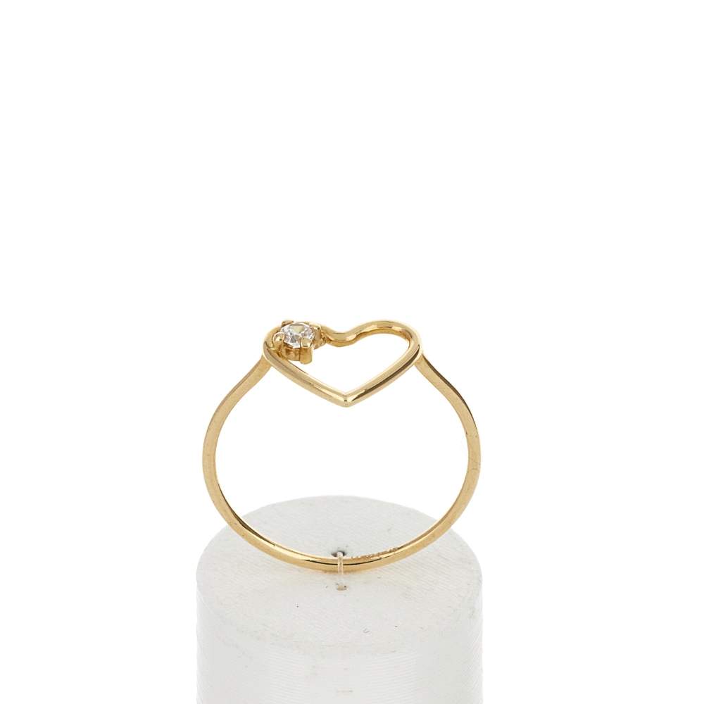 Bague or 375 jaune coeur zirconia - vue 2