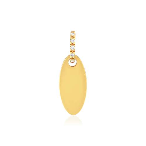 Pendentif or 375 jaune plaque zirconias.