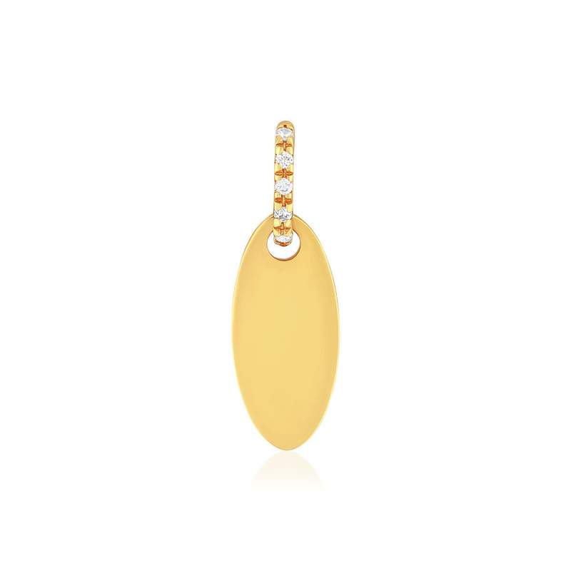 Pendentif or 375 jaune plaque zirconias. - vue 1