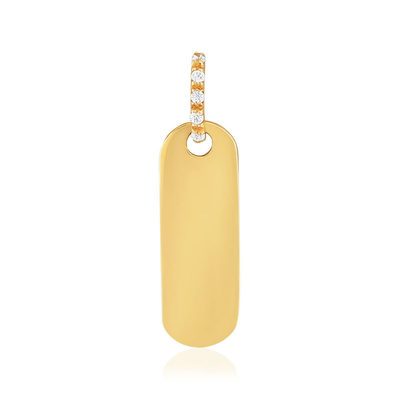 Pendentif or 375 jaune plaque zirconias
