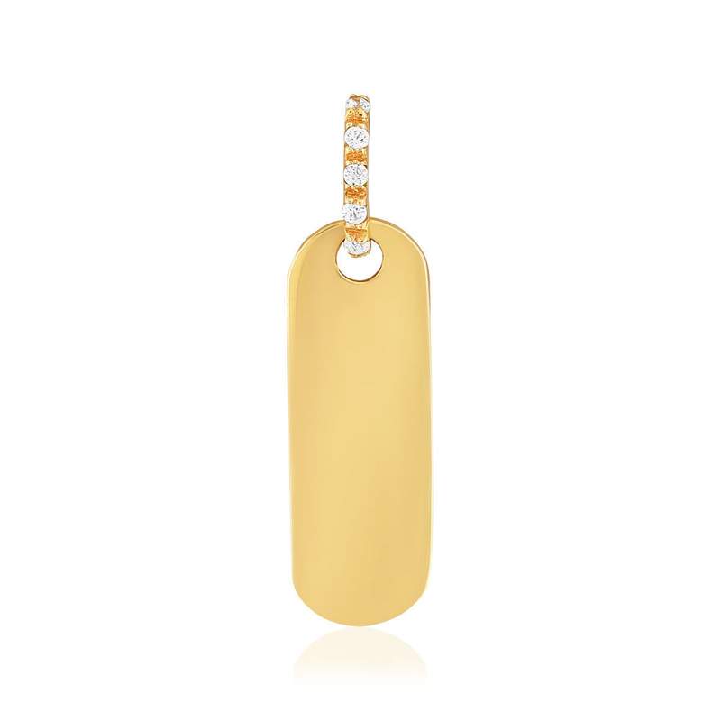 Pendentif or 375 jaune plaque zirconias - vue 1
