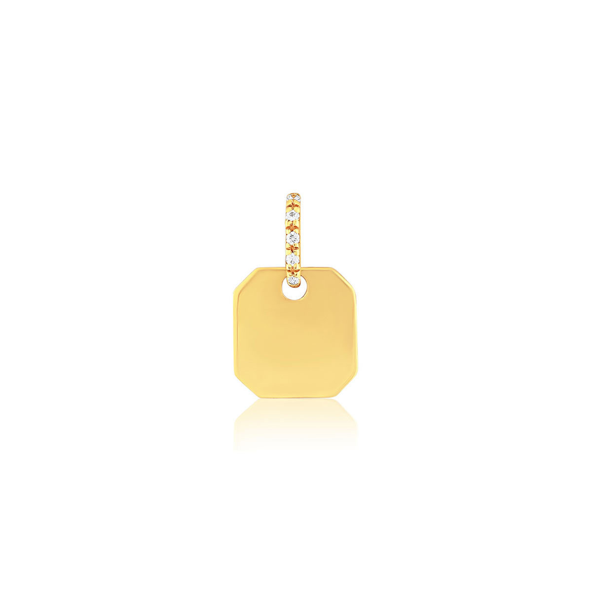 Pendentif or 375 jaune plaque 5 zirconias