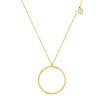 Collier or 375 jaune motif rond zirconia 45 cm - vue 1
