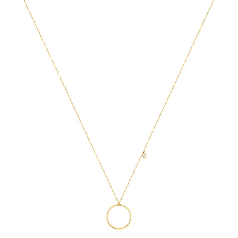 Collier or 375 jaune motif rond zirconia 45 cm - vue 2