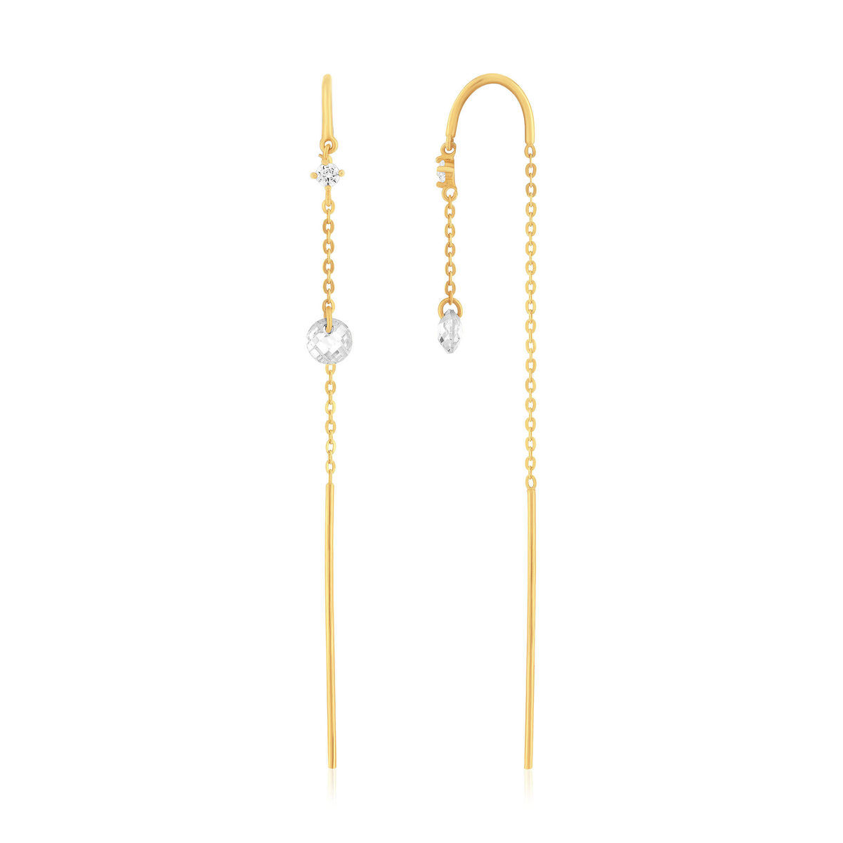 Boucles d'oreilles or 375 jaune pendantes zirconias