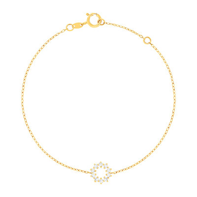 Bracelet or 375 jaune zirconias 18 cm - vue 1