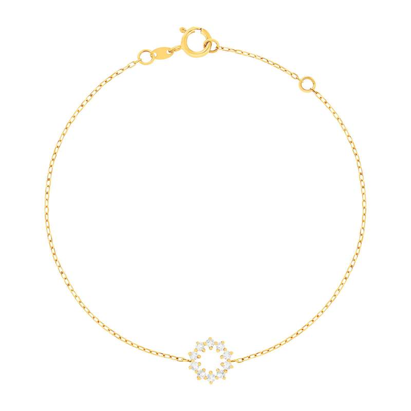 Bracelet or 375 jaune zirconias 18 cm - vue 1