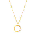 Collier or 375 jaune 7 zirconias 45 cm - vue 1