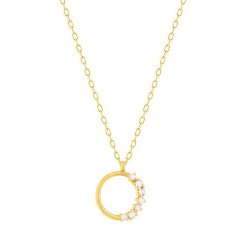 Collier or 375 jaune 7 zirconias 45 cm