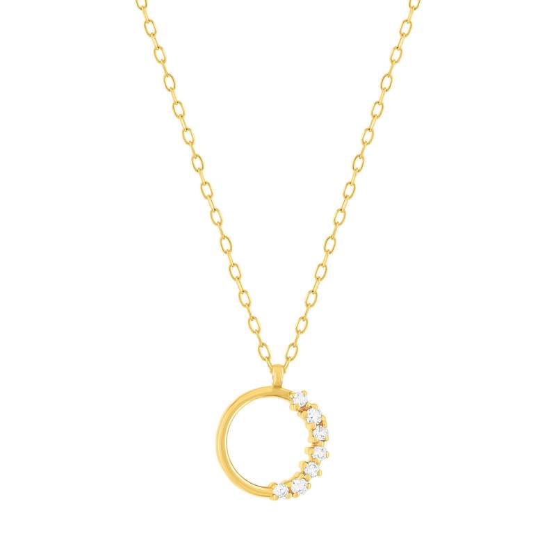 Collier or 375 jaune 7 zirconias 45 cm - vue 1
