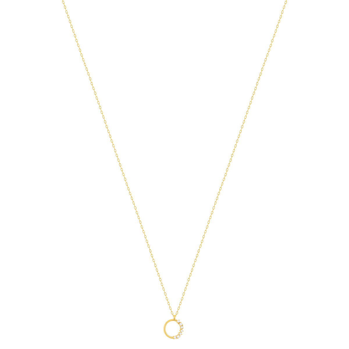 Collier or 375 jaune 7 zirconias 45 cm - vue 2