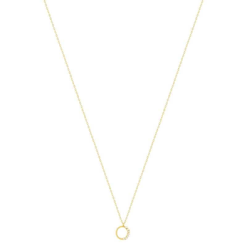 Collier or 375 jaune 7 zirconias 45 cm - vue 2