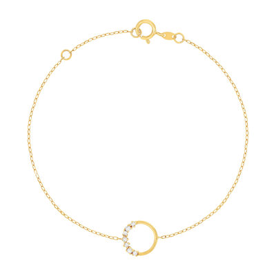 Bracelet or 375 jaune 7 zirconias 20 cm - vue 1